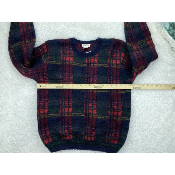 VINTAGE Talbots Wool Blend Sweater Mens M Mohair Plaid 80s Retro Christmas RARE - Picture 13 of 16